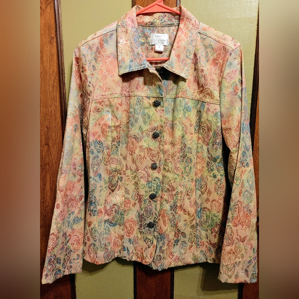 🌸Christopher & Banks Pastel Floral Jacket – Size M – 2006 Classics Collection